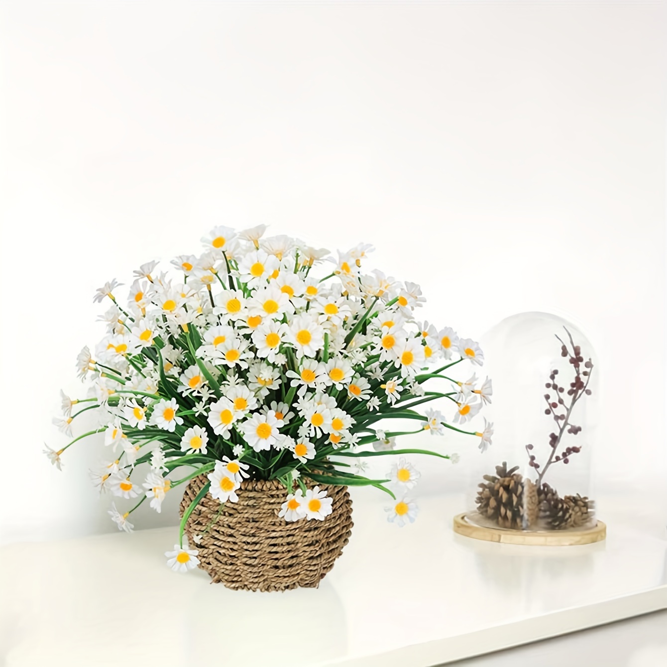OUKEYI 12 paquetes de flores artificiales de margaritas artificiales  resistentes a los rayos UV para exteriores, arreglos de plantas para  decoración