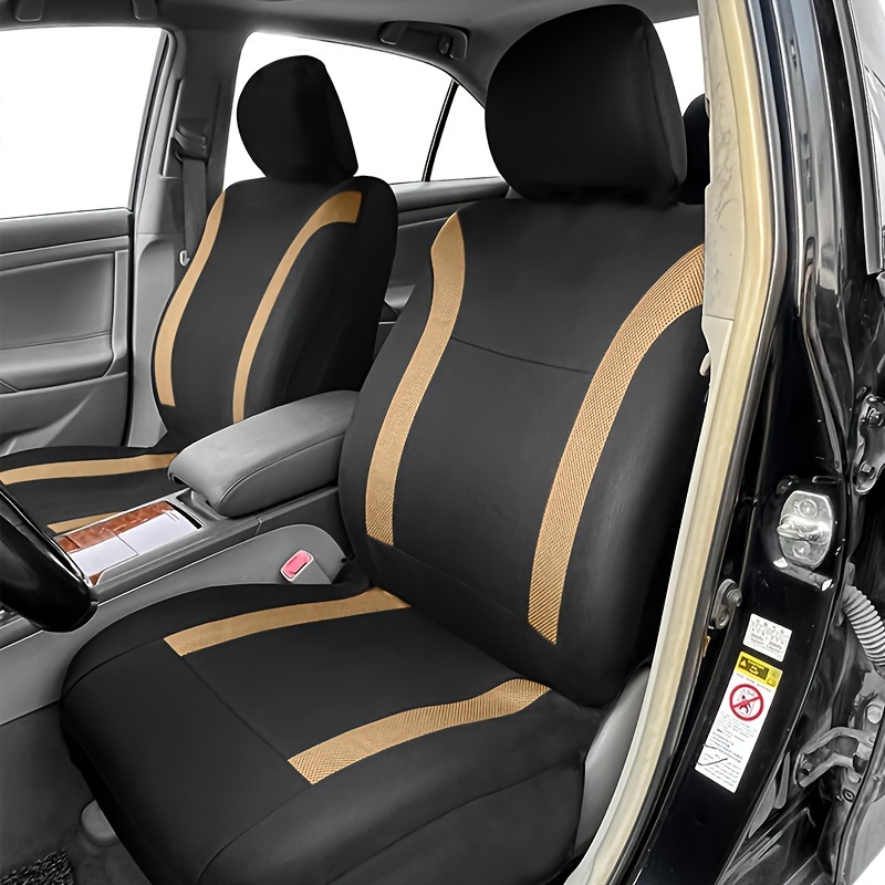 Autositzbezüge-set, Beige, Polyester-stoff, Airbag-kompatibel