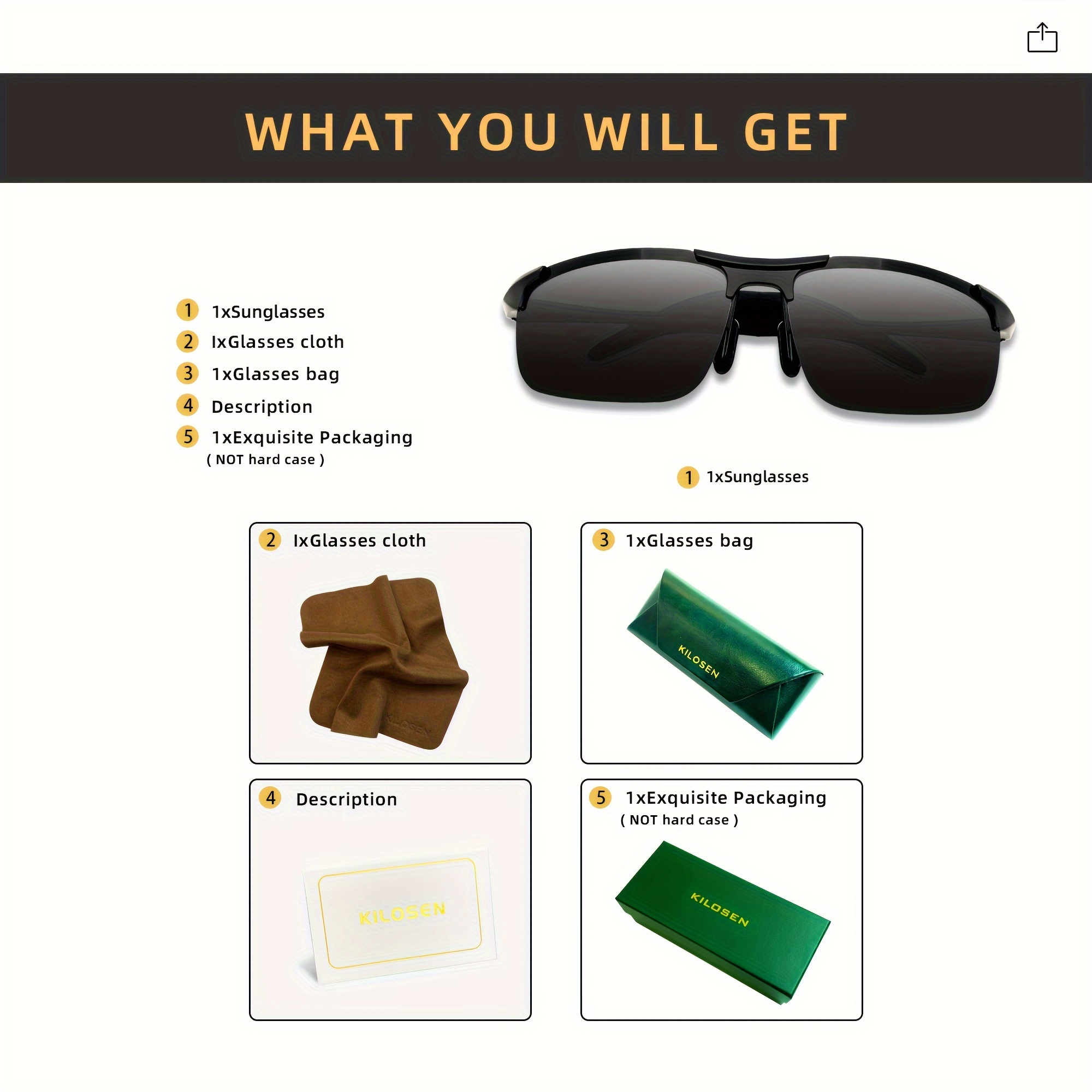 Premium Wrap Around Half Rim Polarized Sunglasses Uv400 For Men