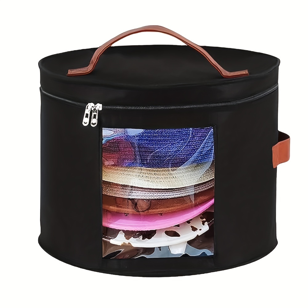 Hat Box Large Capacity Foldable Dust-Proof Hat Storage Bag with Visible  Window for Man Women Hat Travel Home Dorm Storage