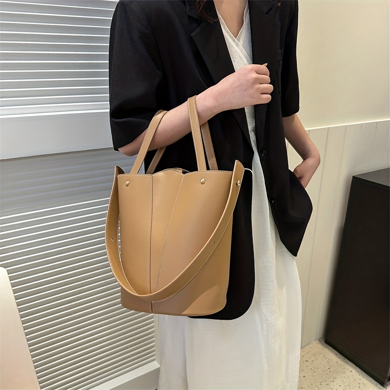 Solid Color Bucket Bag Set, Trendy Crossbody Bag With Inner Pouch, Casual Shoulder  Bag For Every Day - Temu