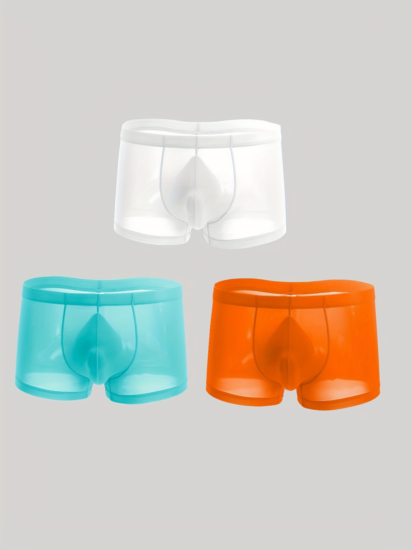 Mens Transparent Ice Silk Briefs Shorts Low-Waist Underpants