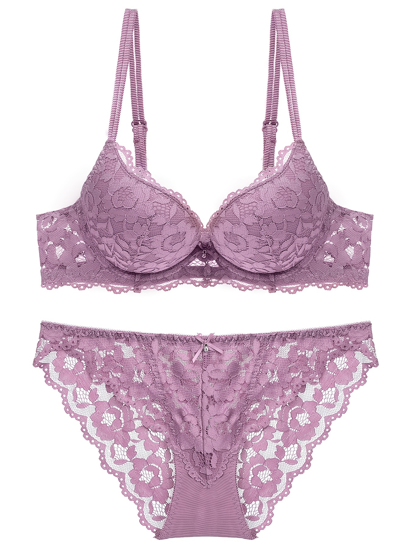 Embroidered Lace Pink Lace Bra Set For Women Push Up Underwear