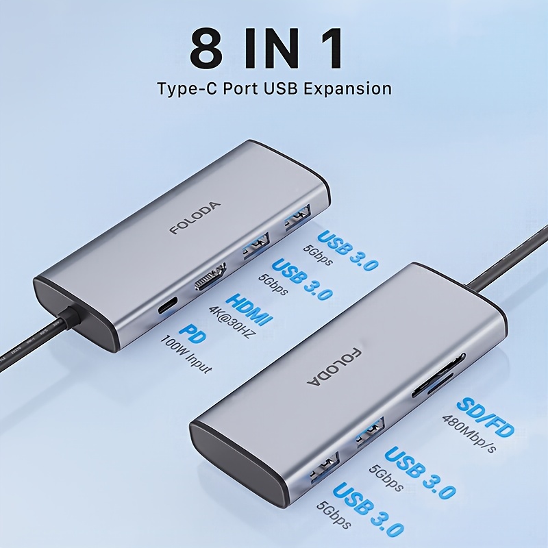 USBハブ Type-C ドッキングステーション SDカードリーダー 6in1 USB3.0 HDMI 6ポート TFカードリーダー 変換アダプター 4K