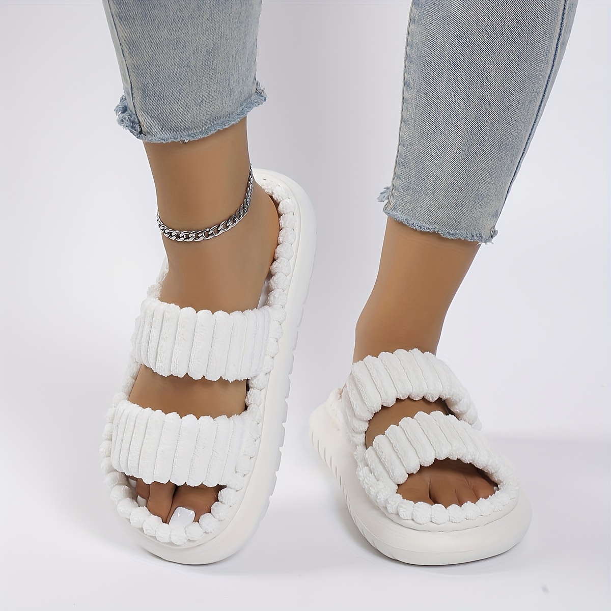 Double strap slippers hot sale