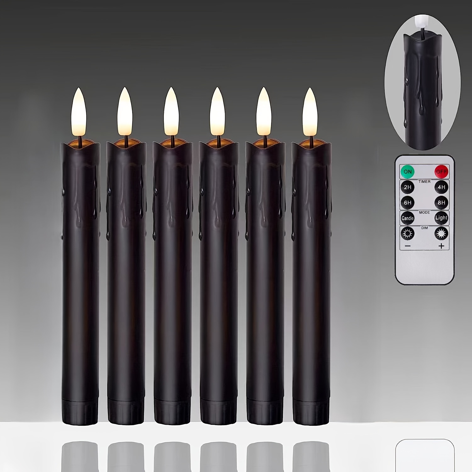 Bougie,3 pièces noir Led bougies avec flamme vacillante,sans