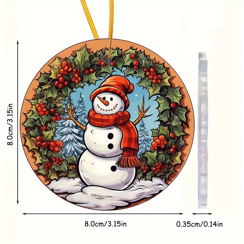 Christmas Snowman Pendant 2d Flat Acrylic Decorative Pendant - Temu