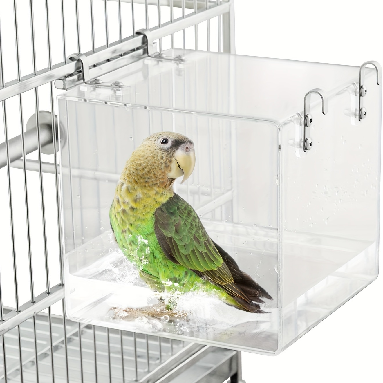 JVHLOV Baignoire pour Oiseaux Cage, Baignoire Bird avec Crochets