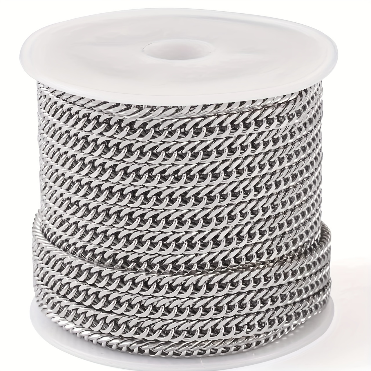 

A Roll Of 6.56ft 3.5x3.5mm 304 Stainless Steel Curb Chain Unwelded Metal Jewelry Chain For Necklace Jewelry Making Bag Chain With Spool