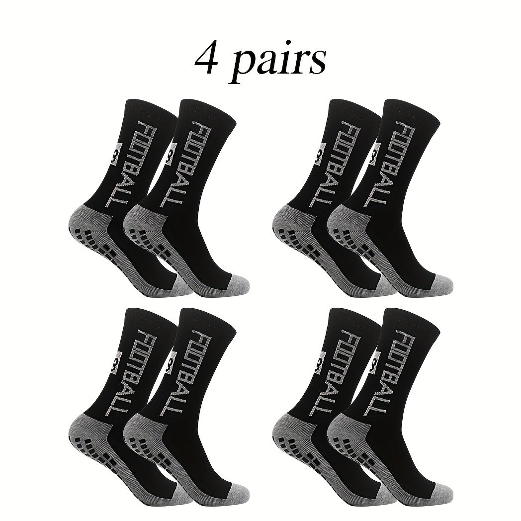 4 Pairs Non Slip Soccer Socks Breathable Crew Socks