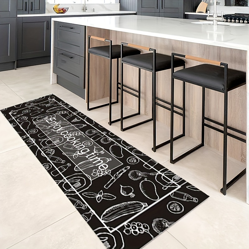 Black Kitchen Rug Soft Comfortable Mat Waterproof Non slip - Temu