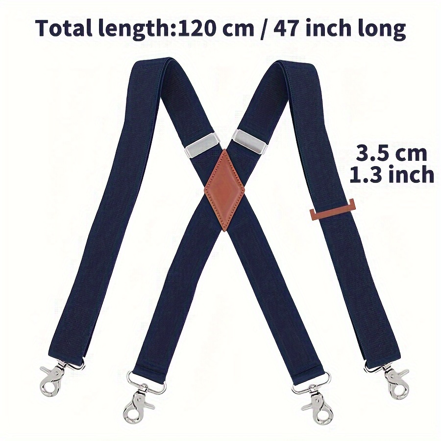Suspenders For Men 4 Snap Hooks For Belt Adjustable X Back