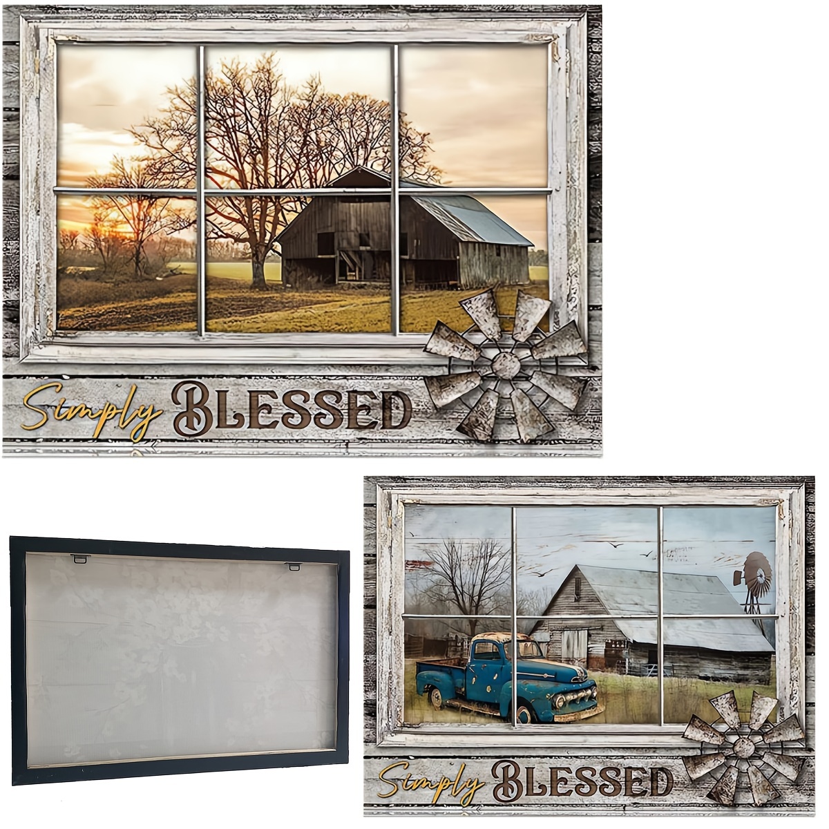 Art Canvas Poster, Framed, Rustic Old Barn Canvas Wall Art Farmhouse Barn  Family Decor Print Paintings Country Scenery In Fake Window Pictures Modern  Home Artwork Decor For Living Room Kitchen Bathroom, To