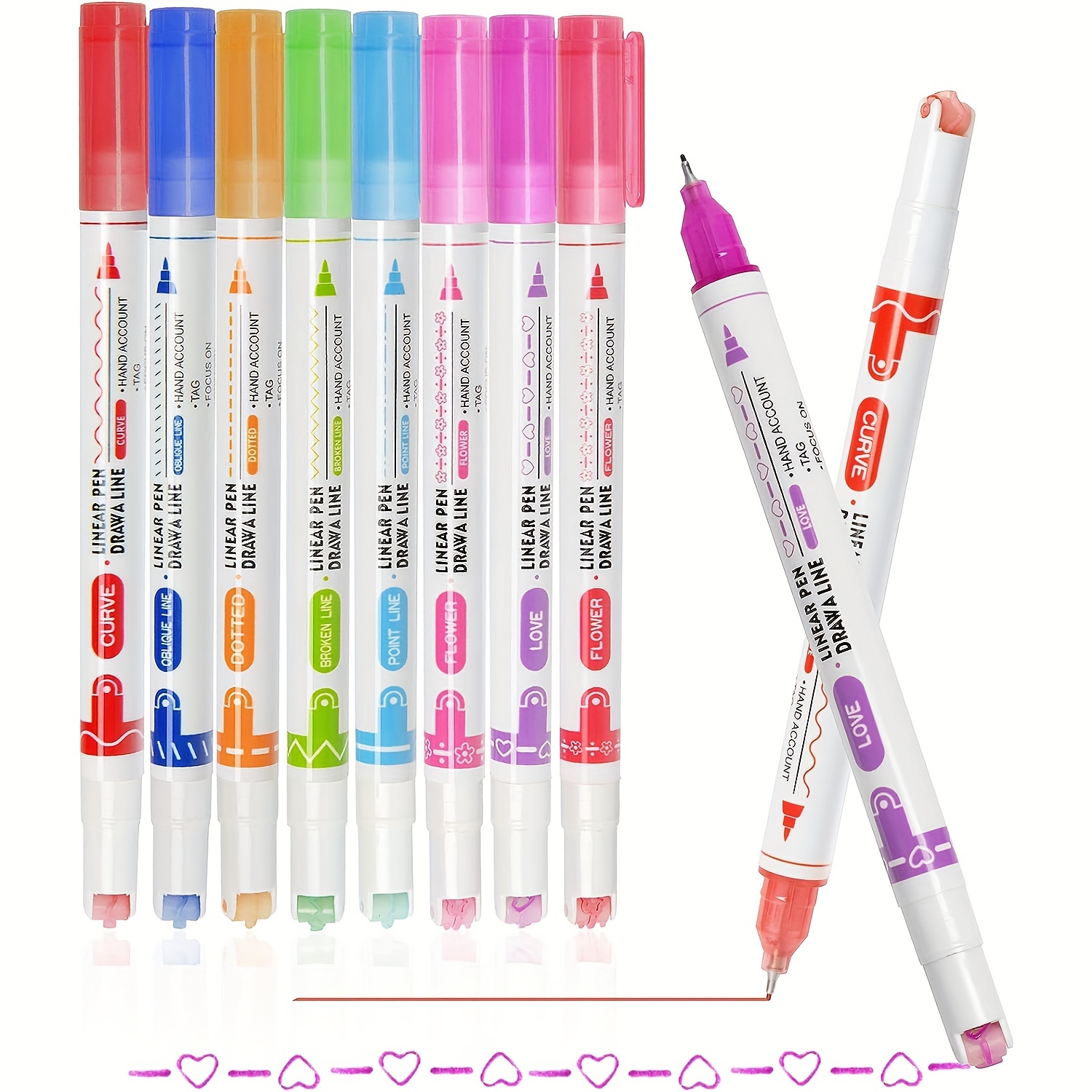 Curve Highlighter Pen Set, Dual Tip Curve Pens Highlighters