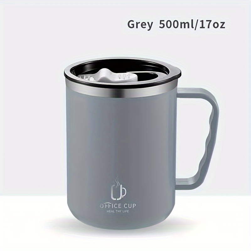 Fancy Leak Proof Insulated Coffee Mug with Handle & Lid - Stainless Steel  Coffee Travel Mug - Double Walled Coffee Cup 500ml Silver