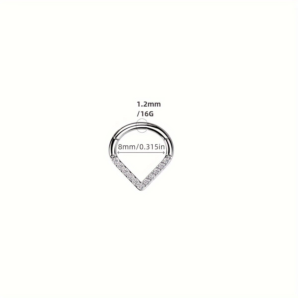 Image of 1pc Stainless Steel Japanese And Korean High-end Synthetic Zirconia Inlaid Nose Ring Seamless Nose Ring Heart-shaped Women's Piercing Jewelry