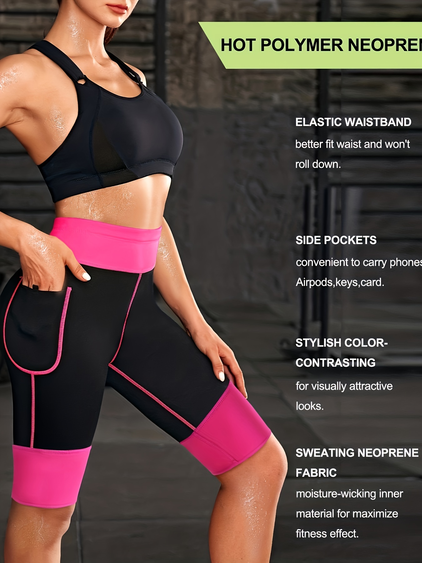 Women Hot Neoprene Sauna Sweat Pants With Pocket Workout Running Slimming  Shorts Capris Compression Leggings Body Shaper