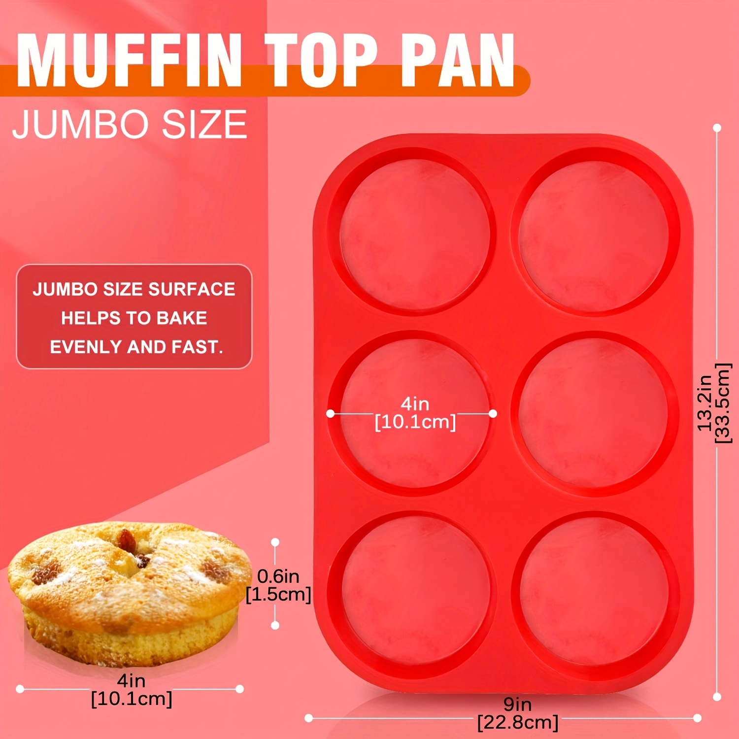 2 pack Non-Stick Silicone Muffin Top Pan and Egg Molds - 7.6cm Round, 6  Cavity Whoopie Pie Pans for Baking Muffins, Eggs, Tarts, Corn Bread - Easy  Rel