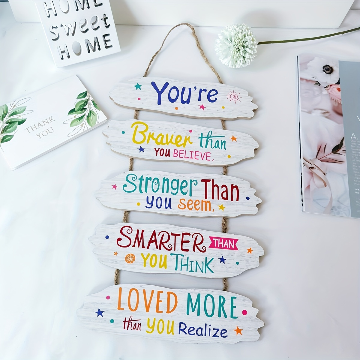 1pc decorative signage in   decoration holiday gifts encouragement hanging ornament and a string of inspirational slogans details 1