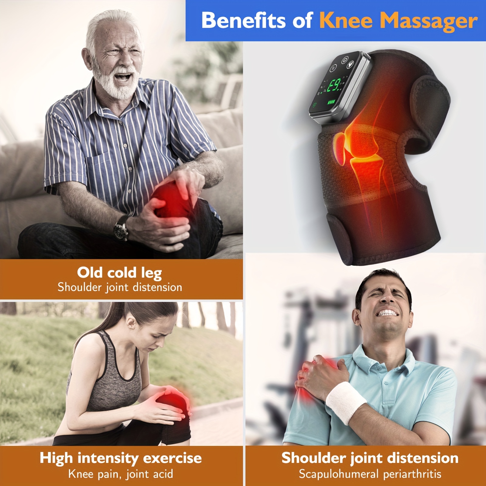 Knee Massager, Heated Knee Braces with Vibration, 3 Modes and 3 Intensities  (1)