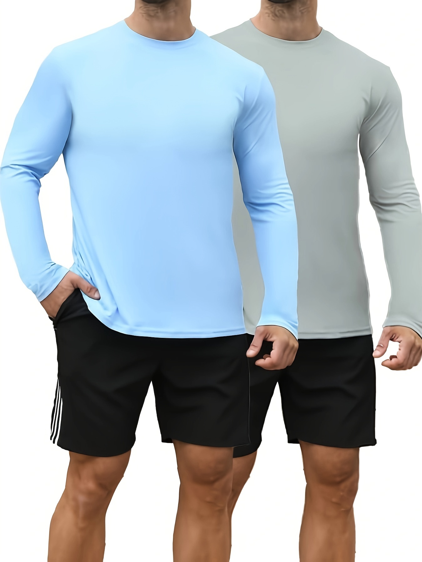 2 Pack Men's UPF 50+ Rash Guard Swim Surf Fishing Shirts, Long Sleeves UV  Sun Protection Shirts for Men