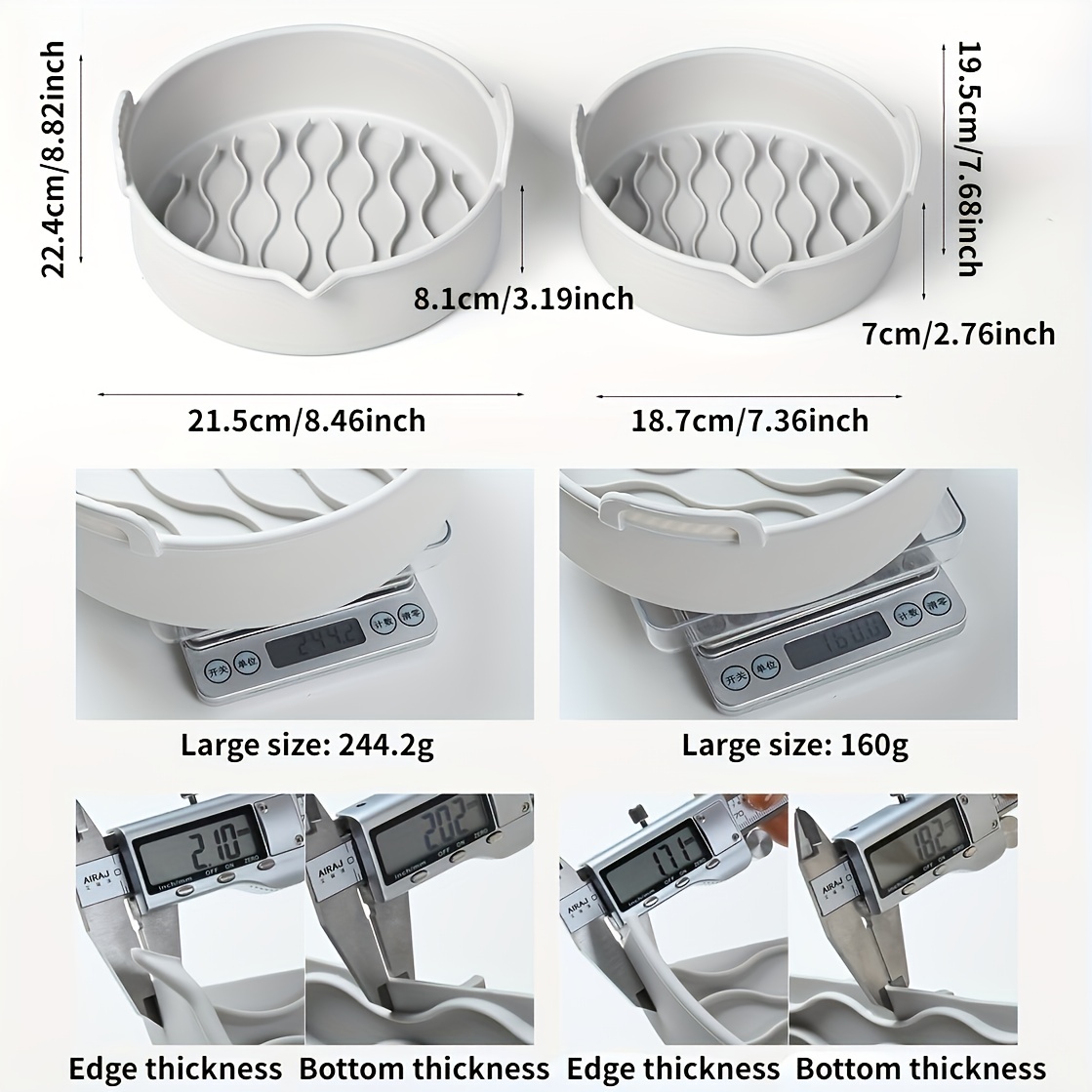 Silicone Air Fryer Liners 7.8 Inch, For 3-6qt, 2-pcs Round