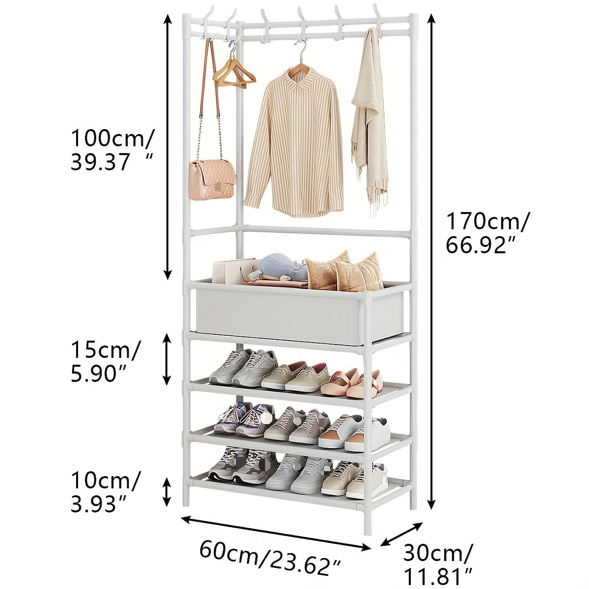 Simple Coat Rack Shoe Rack Integrated, Floor Corner Storage Rack