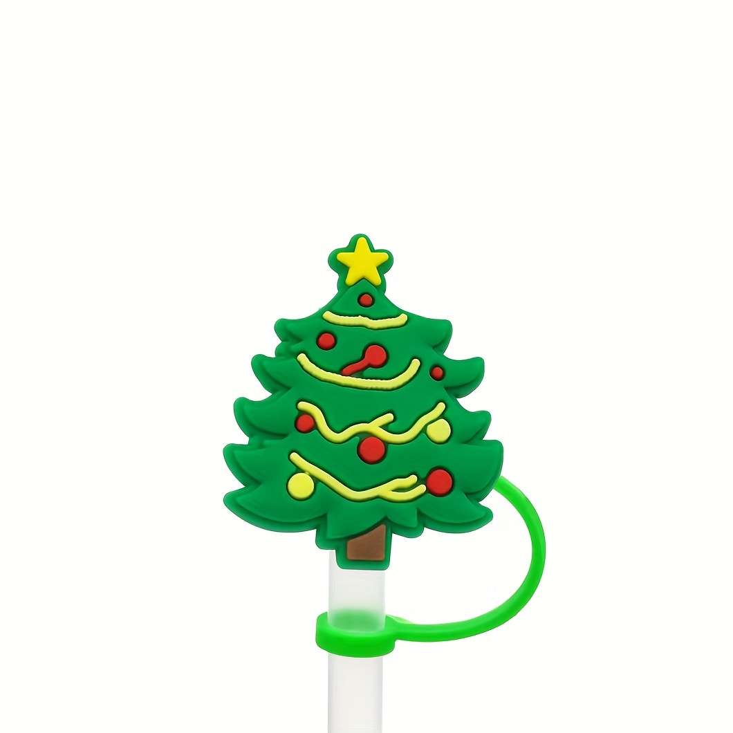 Cute Cartoon Dustproof Straw Cover Reusable Christmas Series - Temu