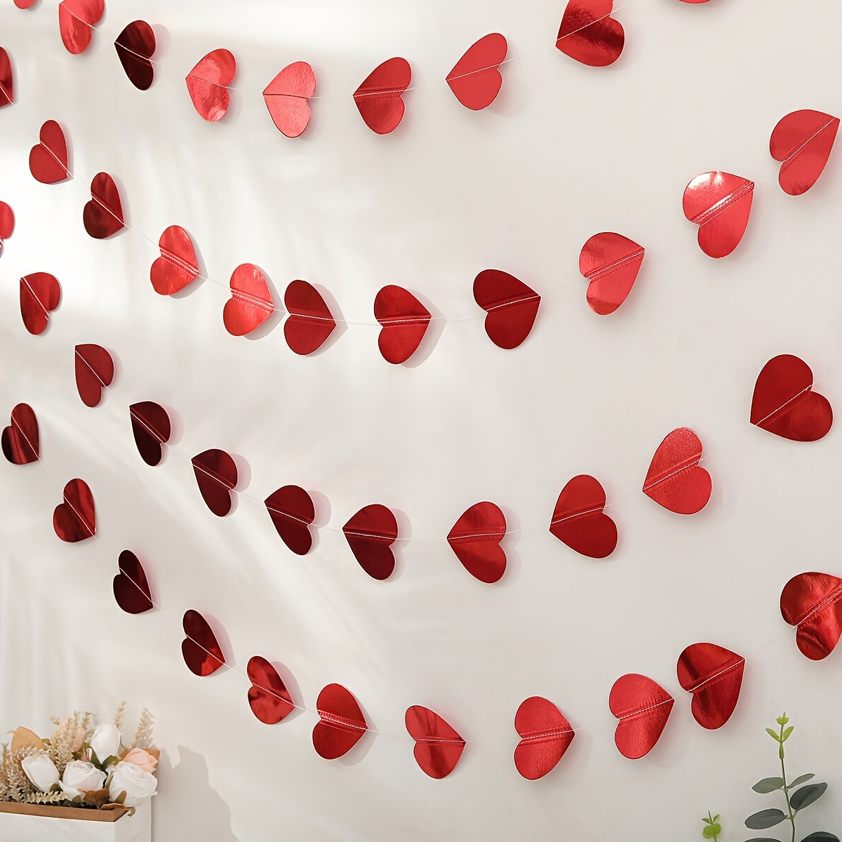 12 Pezzi Decorazioni Pendenti Cuore, Ghirlanda di Cuore Rosso, San  Valentino Decorazione Glitter Banner Cuori Sospeso per il Compleanno di  Matrimonio