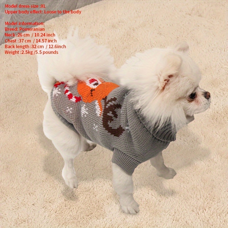 Christmas Winter Dog Sweater Red Reindeer Snowflake Print Knit Pullover  for Small Medium Dogs, Warm Machine-Washable Pet Apparel, Holidaythemed