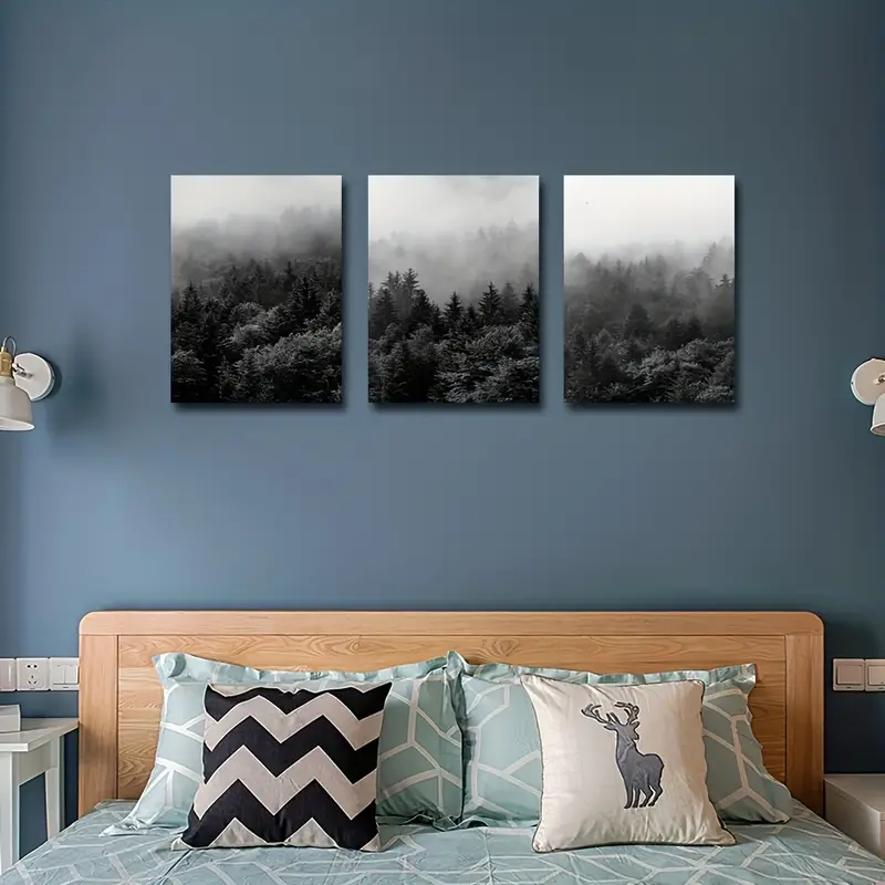 Black And White Forest Canvas Wall Art Paintings For Living - Temu