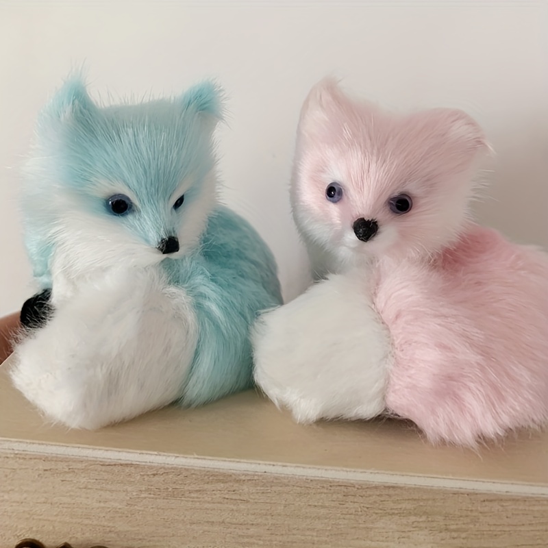 Plush Toy Soft Home Lovely Simulation Fox Gifts Small Decoration Birthday  Mini Squatting Stuffed Animal Model