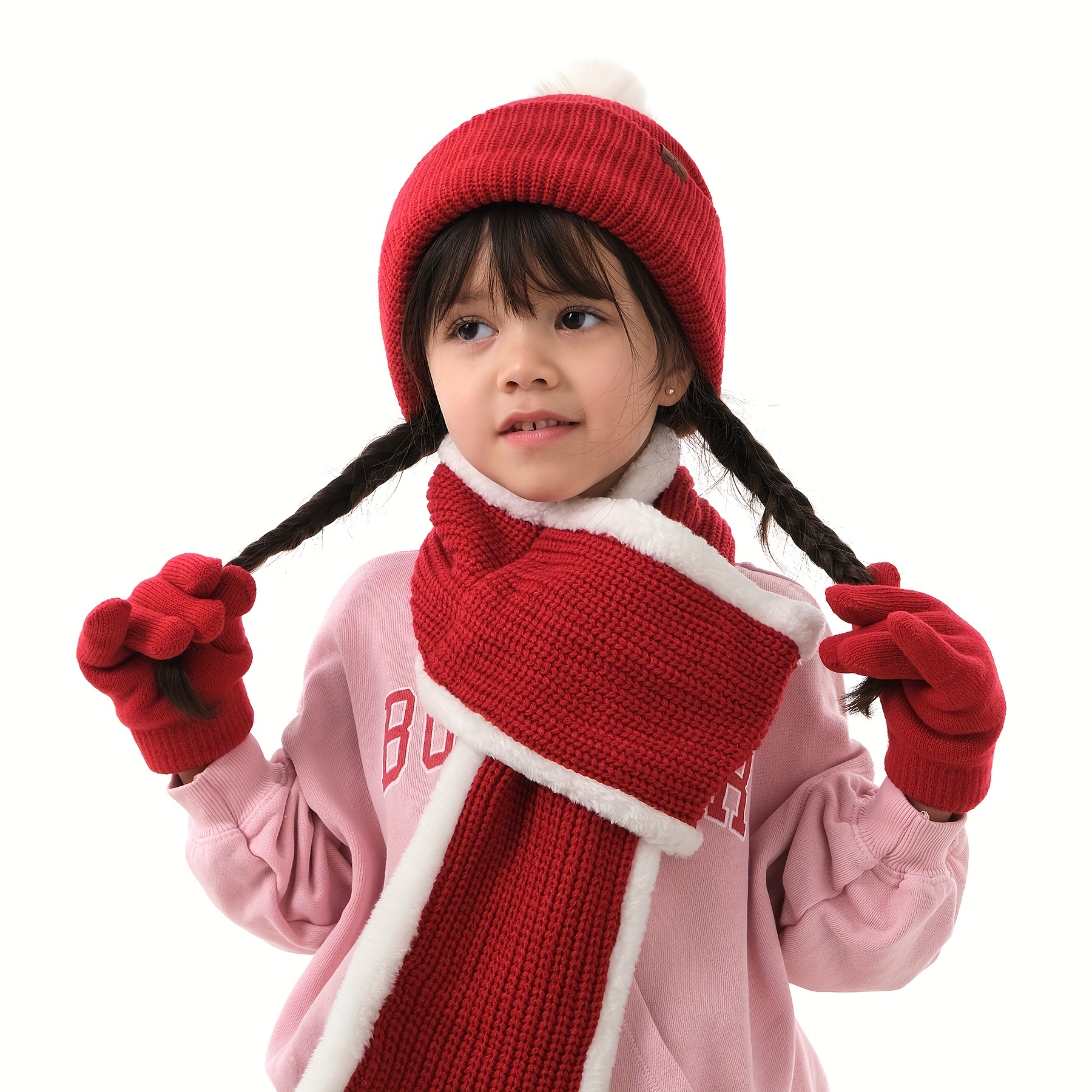 Hilltop Ensemble d'hiver 3 pièces avec écharpe, bonnet, gants assortis,  mauve, taille unique : : Mode