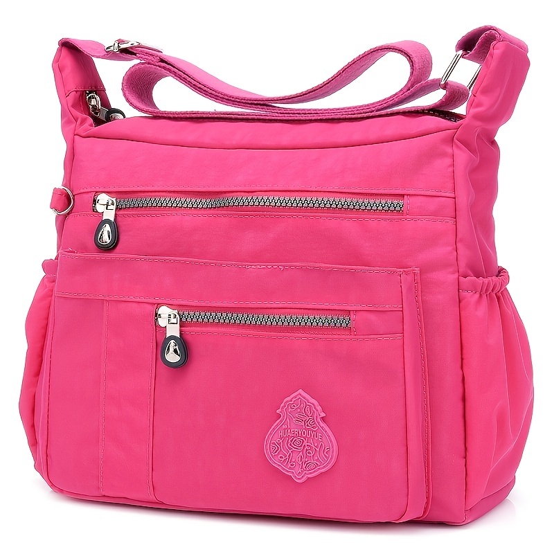 Women's Nylon Crossbody Bag, Water Proof Shoulder Bag, Multi Zipper ...