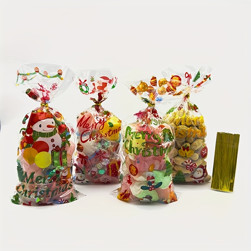Christmas Gift Bags With Twist Ties Treat Bags For Biscuit - Temu