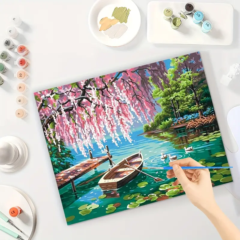 Paint By Numbers For Adults Without Frame,Painting By Number Kits On Canvas  Lake Landscape Acrylic Paints Home Wall Decor 40x50cm/16x20inches