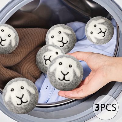 3pcs wool dryer ball organic premium wool balls for dryer reusable natural fabric softener for laundry grey sheep laundry balls for dryer
