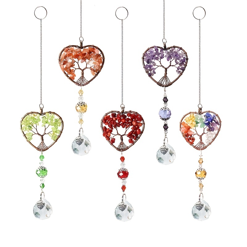1pc Crystal Suncatcher Rough Stone Tree Of Life Suncatcher Window