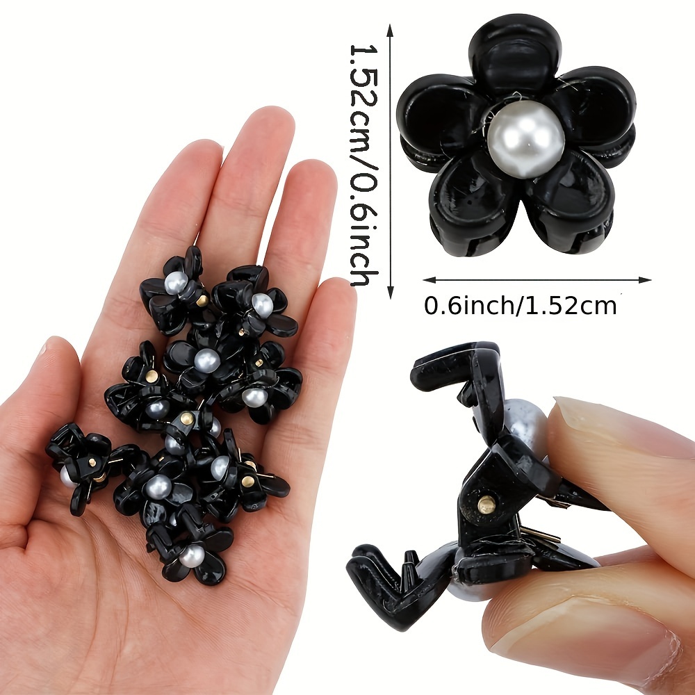 Small Hair Claw Clips for Thin Hair - Mini Black Flower Hair Clips Tiny  Claw Clips for Thin Hair Strong Hold Cute Jaw Clip Nonslip Hair Styling