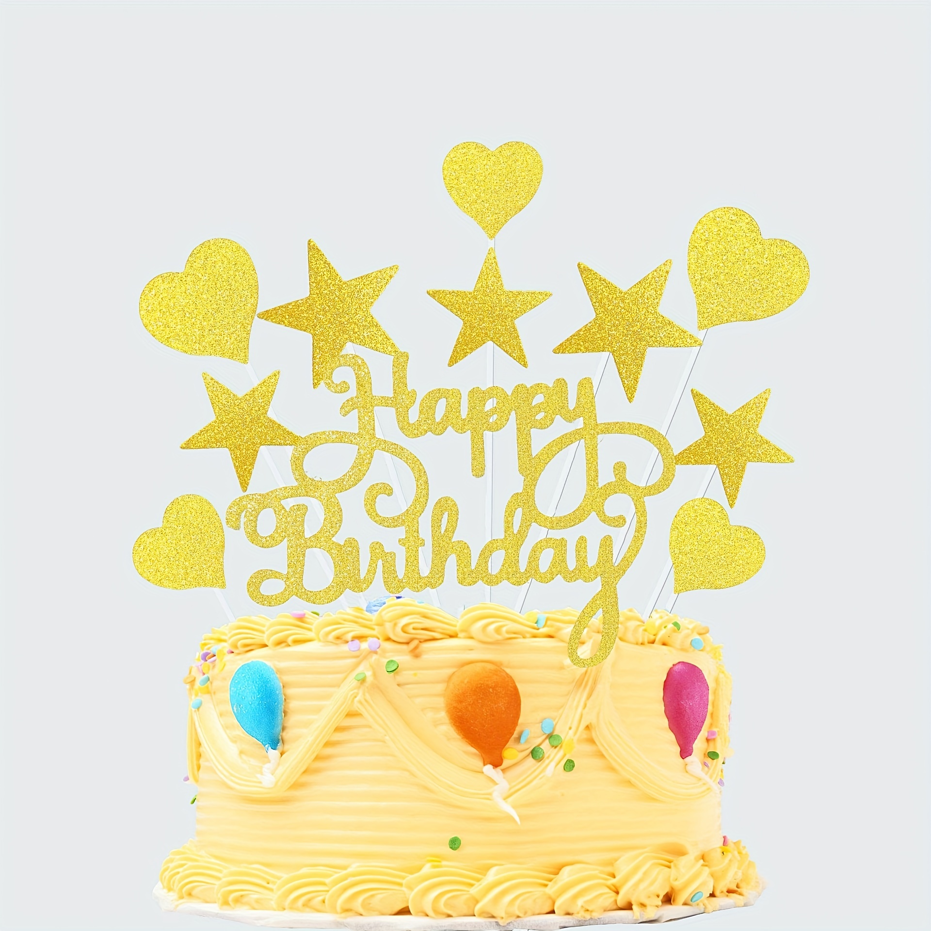 Gold Cake Topper Gold Cake Decorations, Happy Birthday Candles