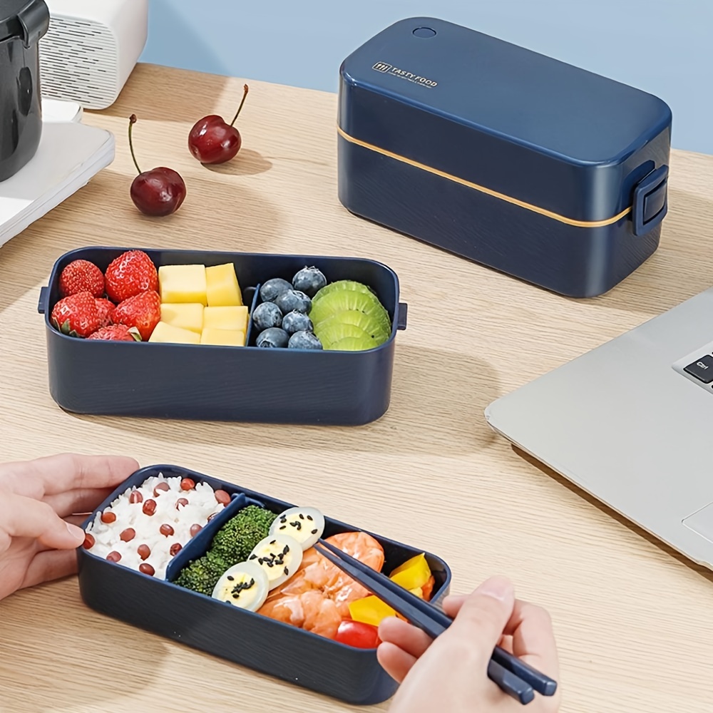 1pc Portable Double Layer Lunch Box With Separate Dip Box And
