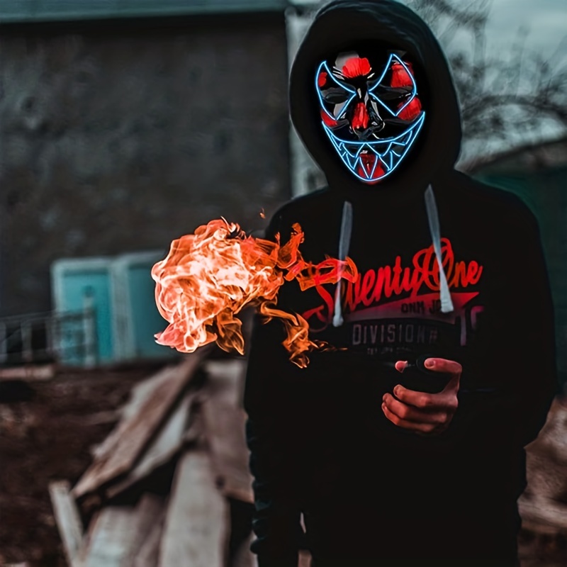 LED Light Up Men's Halloween Mask - Unique Neon Glow Masks