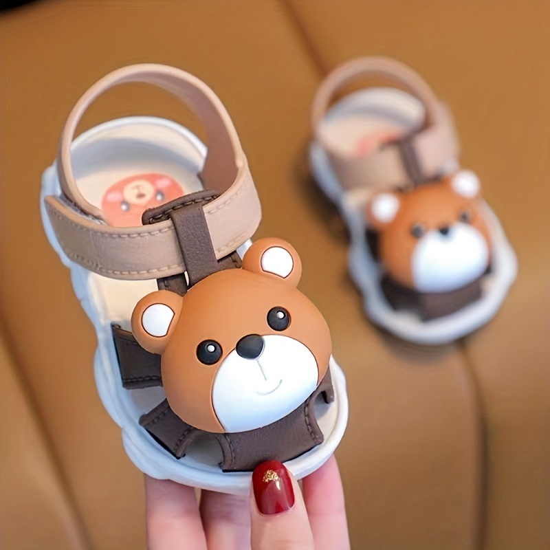 Baby Boys Girls Kawaii Cartoon Bear Hook Loop Sandals - Temu