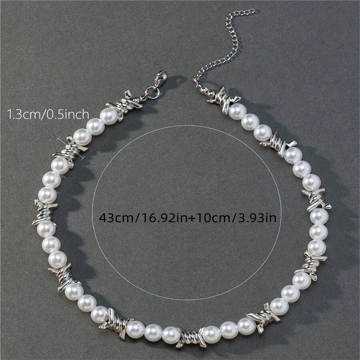 Thorns Stitching Pearl Necklace Choker for Men