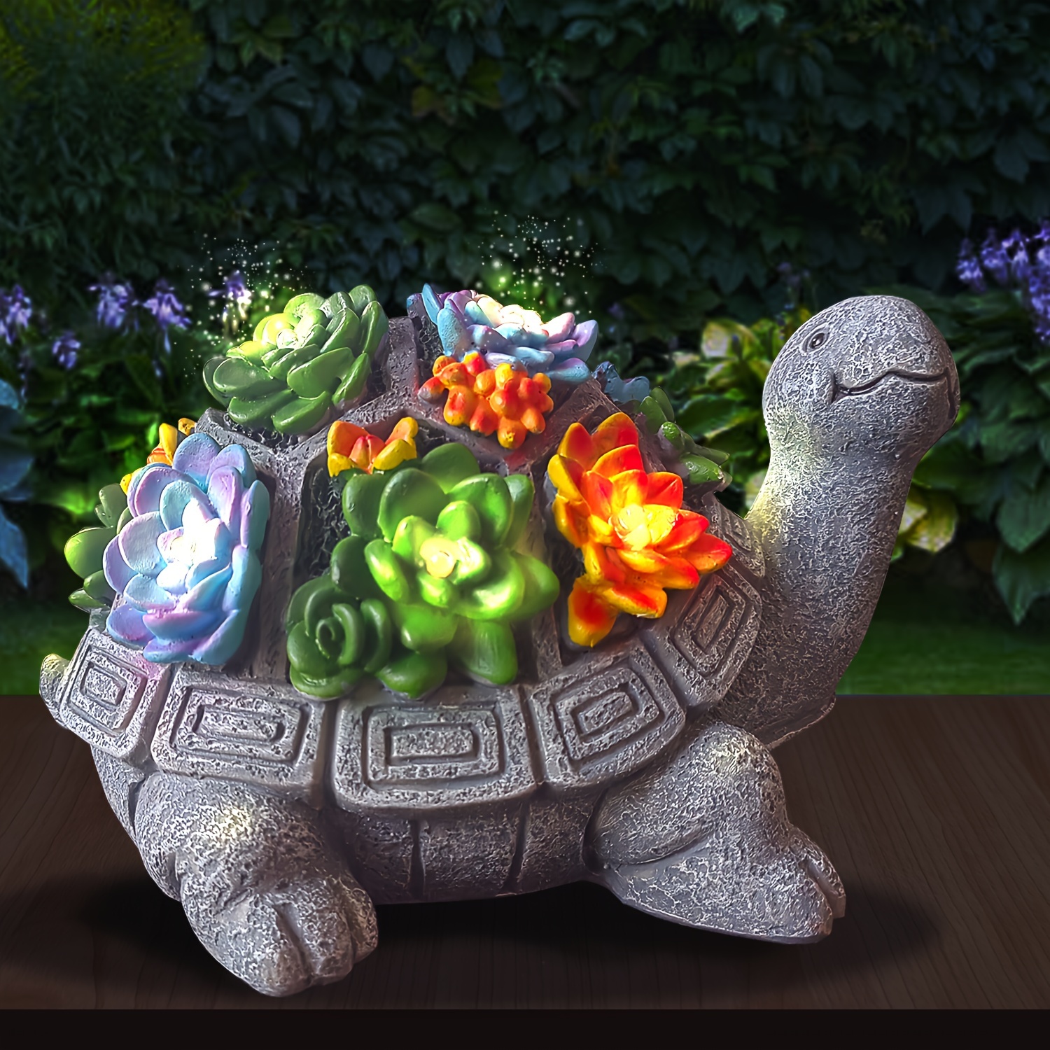 

1pc Solar Turtle Garden Decor Statue, Resin 7 Led Animal Desktop Sculpture For Moss Landscape, Yard, Lawn, Patio, Pool Decor, For Easter, Thanksgiving, Mother's Day, Creative Gift Idea