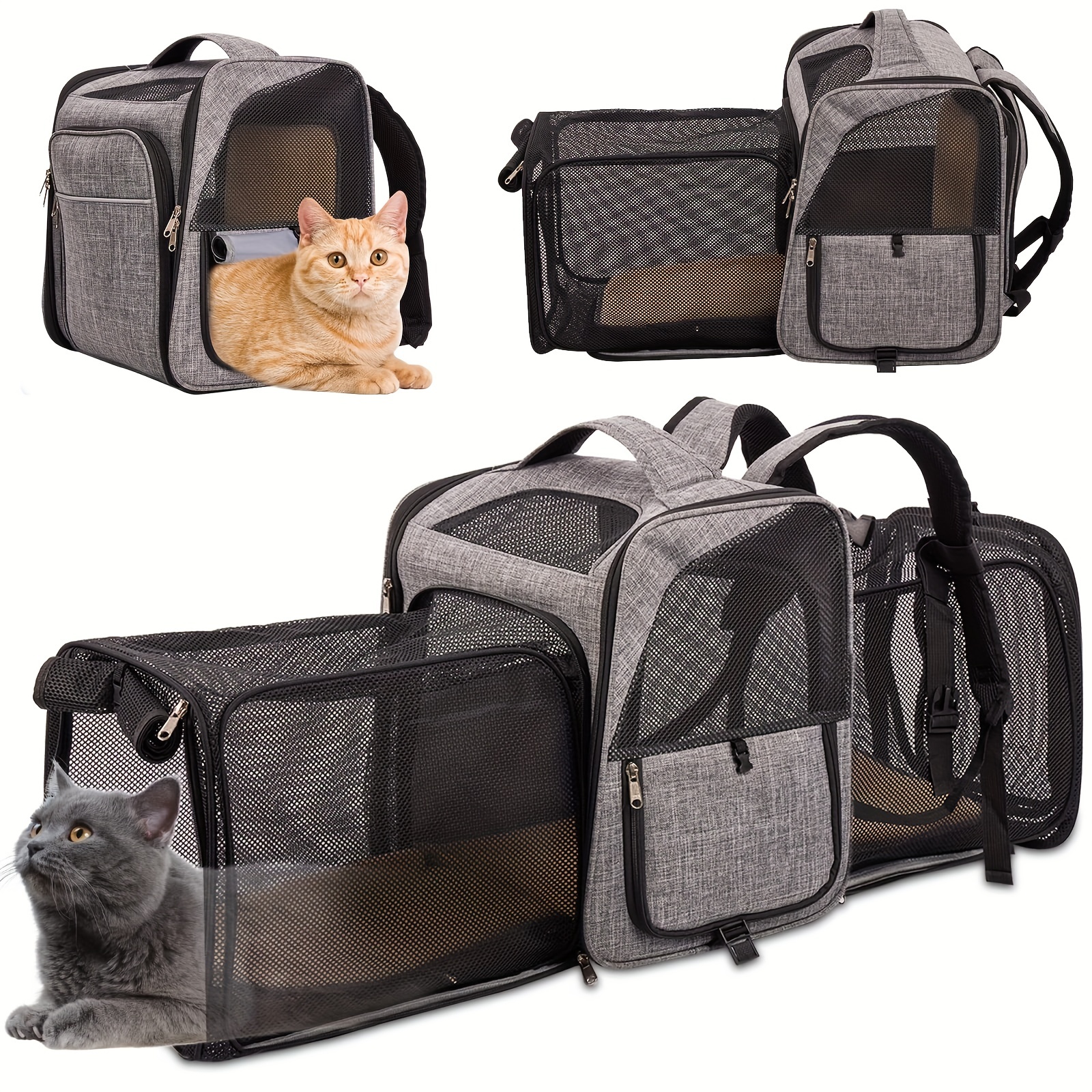 $17/mo - Finance HOVONO Double-Compartment Pet Carrier Backpack with Wheels  for Small Cats and Dogs, Cat Rolling Carrier for 2 Cats, Perfect for  Traveling/Taking a Walk/Trips to The Vet, Blue