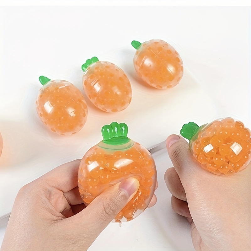 1pc/4pcs Carrot Squishy Balls, Vegetable Water Bead Filled Squeeze Stress  Balls, Fruit Sensory Stress Mini Ball Toys, Promote Stress Relief, Calm Focu