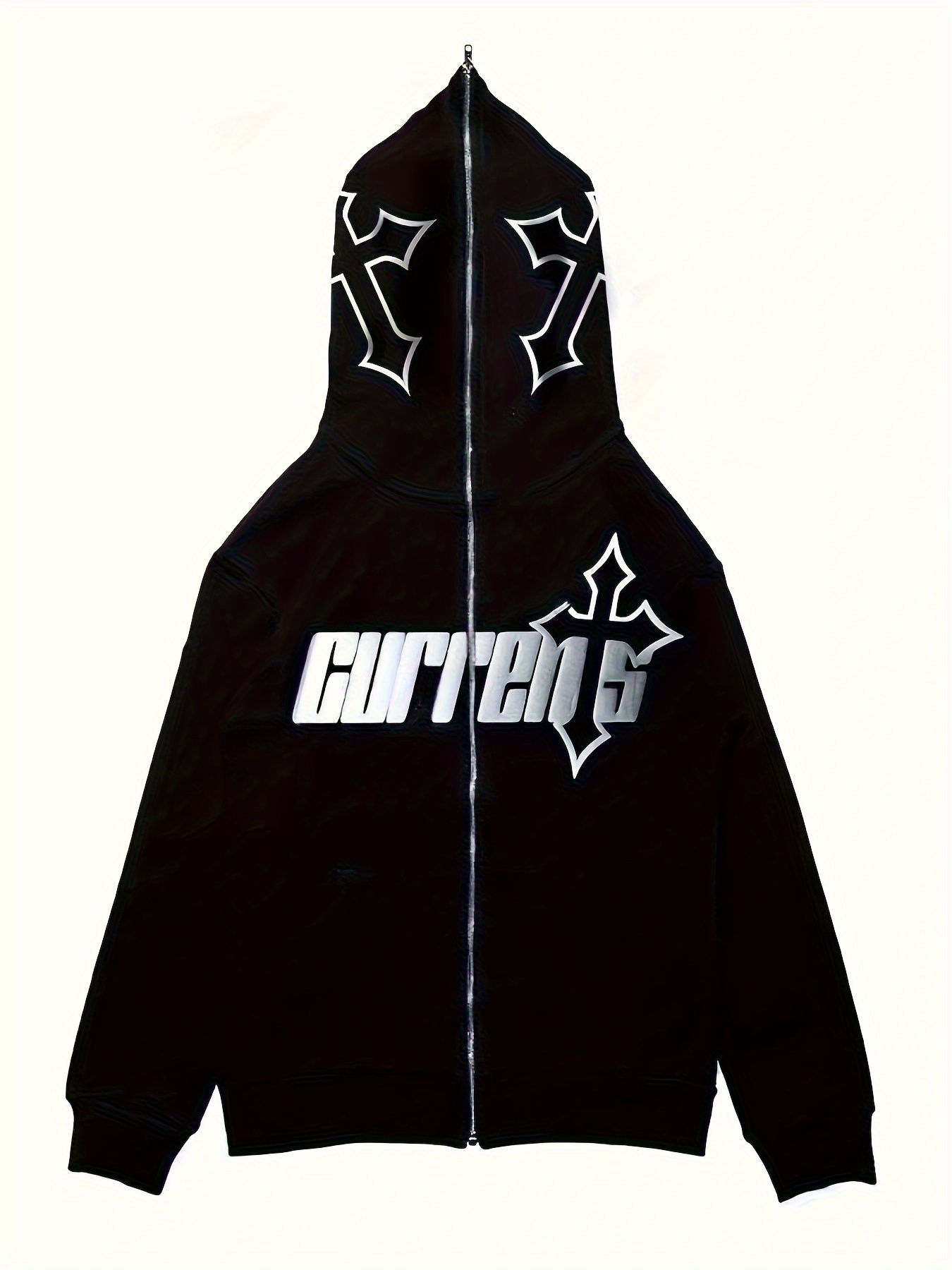 Letter Print Long Sleeve Zip Hoodies Cyber Y2k Gothic Punk - Temu Japan