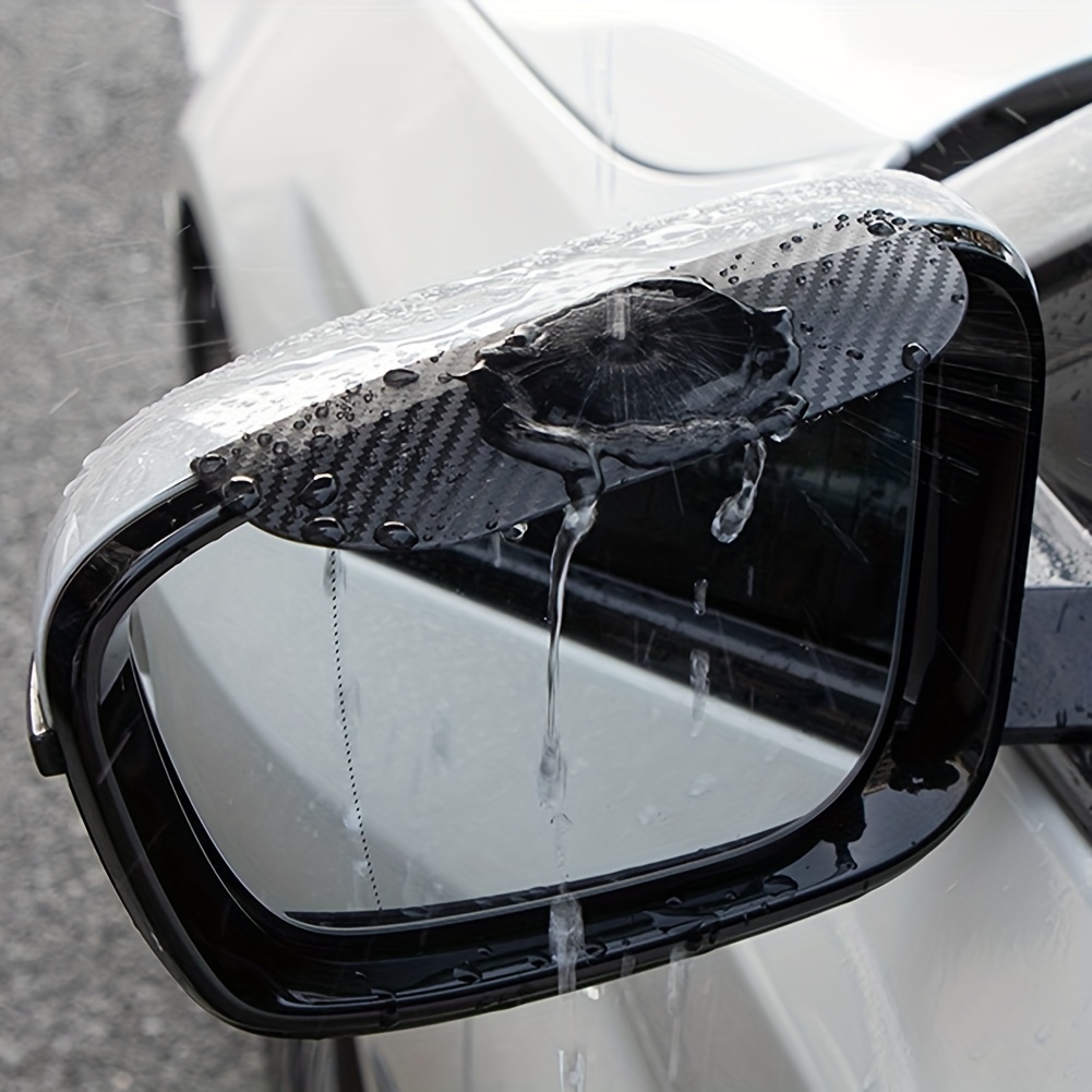 Visière à sourcils en Fiber de carbone pour rétroviseur de voiture, 2  pièces, pare-soleil, protection contre la neige, accessoires automobiles