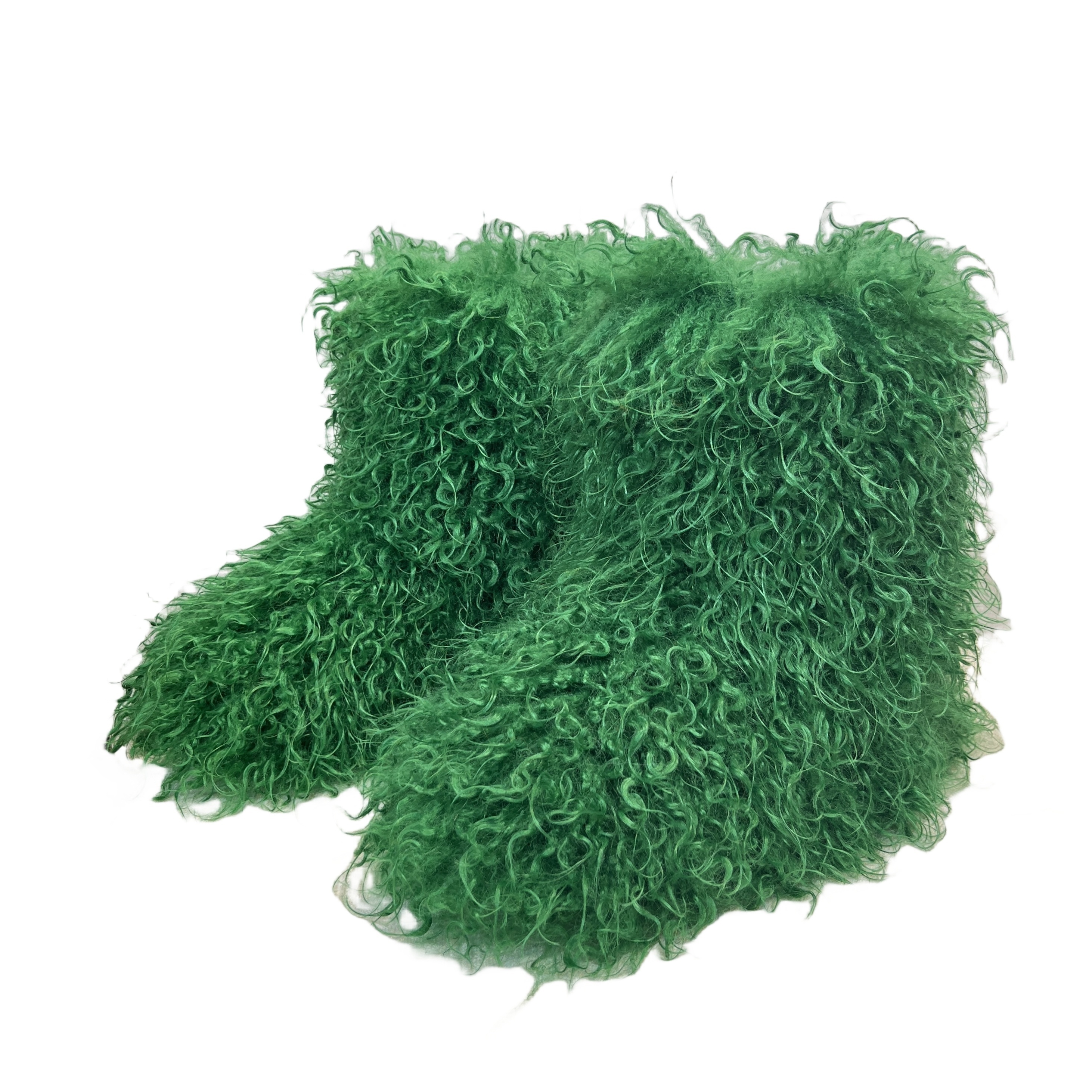 Green 2024 fuzzy boots